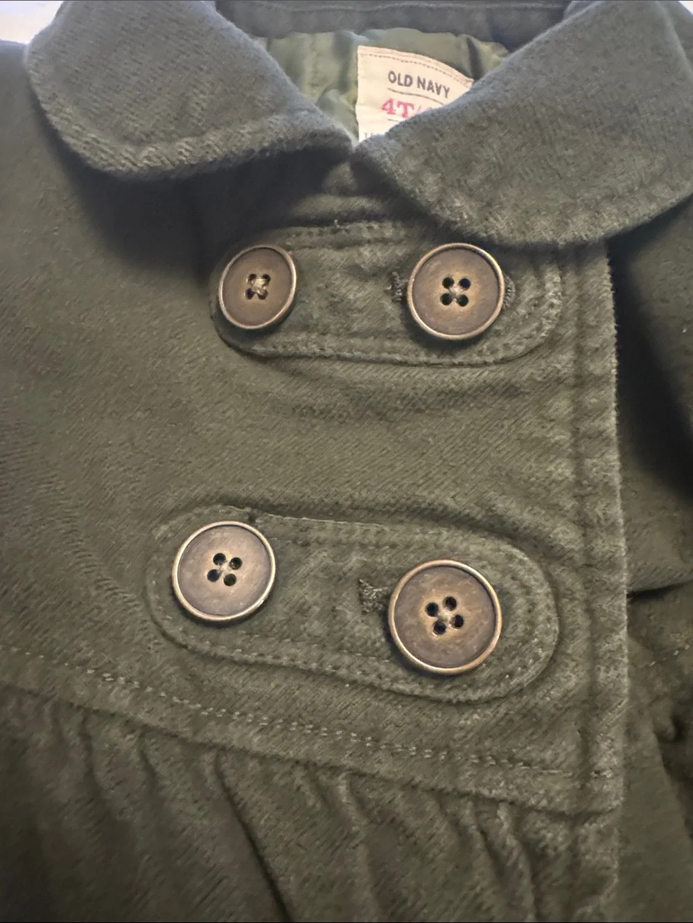 Old Navy Dark Olive Green Double-Breasted Pea Coat